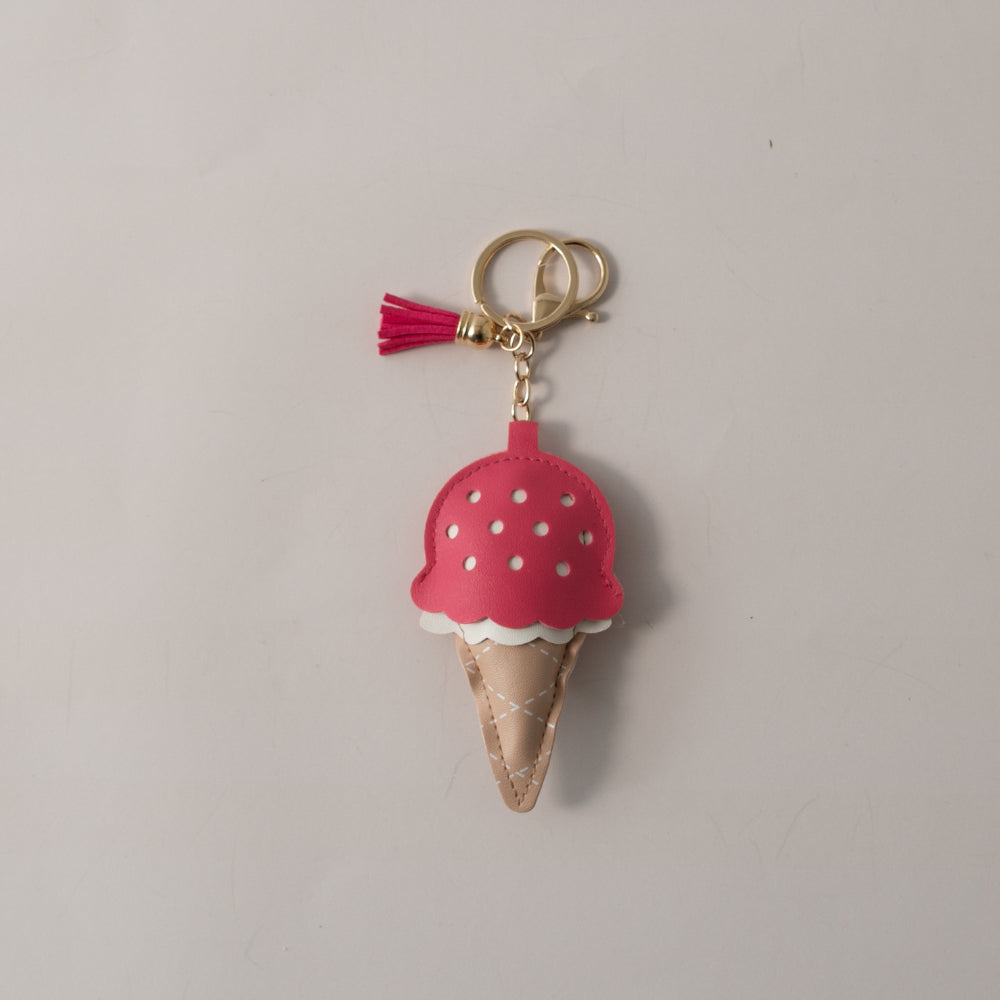 Keychain Faux Leather Ice Cream - PINK